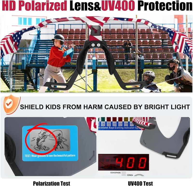 Xtiger Polarized Kids Sunglasses Youth Baseball Sunglasses UV400 Boys Girls Sports Sun Glasses for Softball Cycling Scooter - Image 4